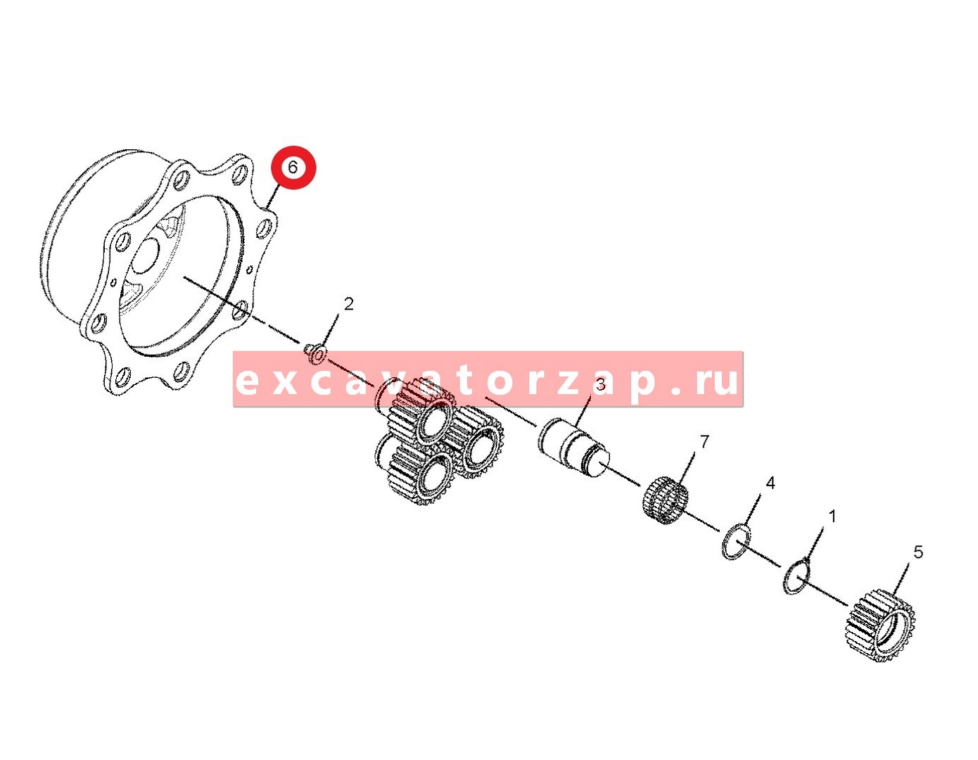 Крышка бортового редуктора 210-5943, 2105943 (БЕЗ САТЕЛЛИТОВ) переднего моста экскаватора погрузчика CAT428, CAT432