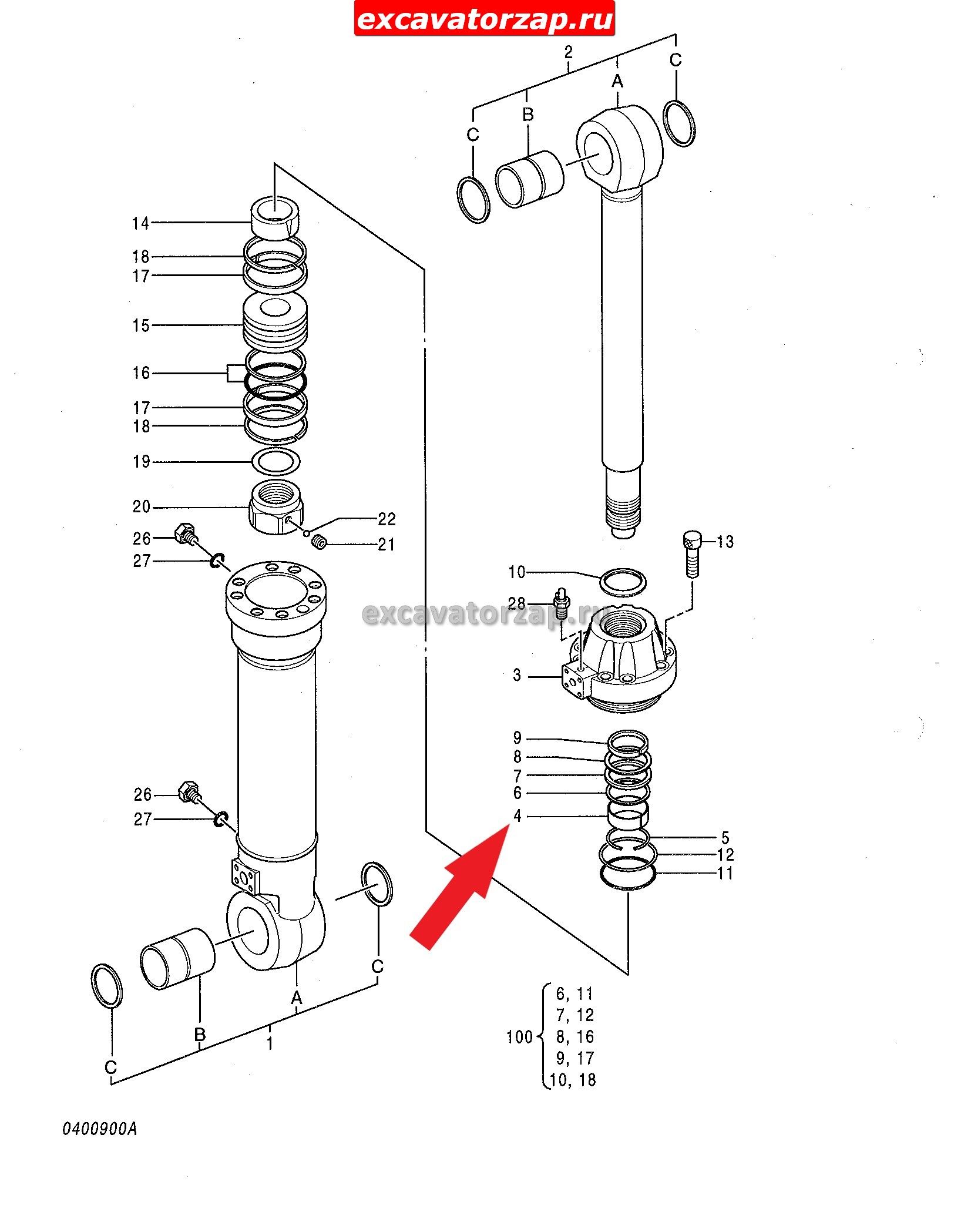 Втулка направляющая S732-095040 гидроцилиндра экскаватора Hyundai