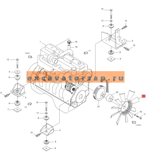Вентилятор 11EK-02321 (аналог, КНР) охлаждения двигателя экскаватора HYUNDAI R140, R160