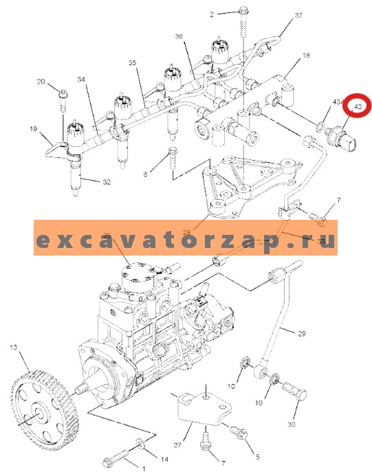 Датчик давления топлива U5MK1236 двигателя PERKINS