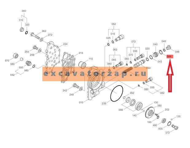 Кольцо стопорное 0630.502.013, 0630502013, 0630-502-013 насоса КПП R140W, R170W, R180W, R200W, R210W