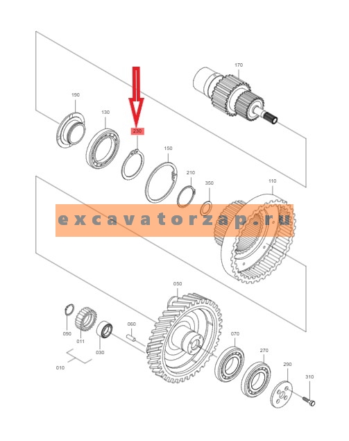 Кольцо стопорное 0630.501.048, 0630501048, 0630-501-048 КПП экскаватора HYUNDAI R140W, R170W, R180W, R200W, R210W