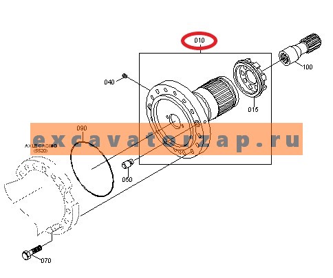 Ступица K9005686 заднего моста экскаватора Doosan